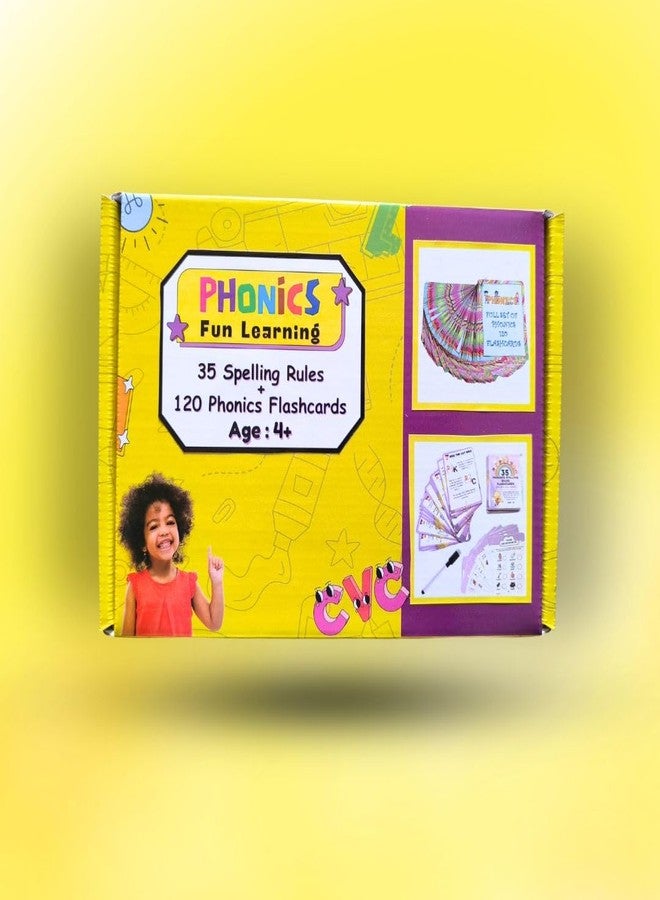 EDUSTAR Phonics Fun Learning (35 Spelling Rules + 120 Phonics Flashcards) | Essential Spelling Rules & Phonics Set for Kids 4+ - Image 1